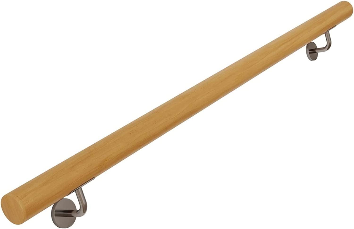 Gyeqxkt Solid Oak Wood Banister Rail For Indoor Stairswall Mounted Grab Bar With Metal Bracket 1.4M (4.5Ft) Durable Stylish Safety Solution For Staircases