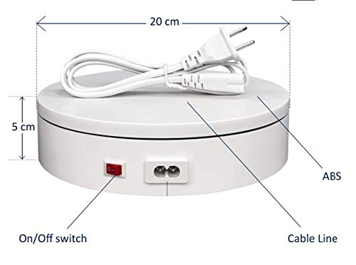 Drehteller, drehbar, 360 Grad drehbar, 20 cm Durchmesser, 15 kg Kapazität, für Produktanzeige, 3D-Scan-Panel, Weiß