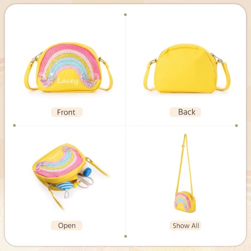 Image of Personalized Purse, Rainbow Glitter Custom Name Crossbody Bag