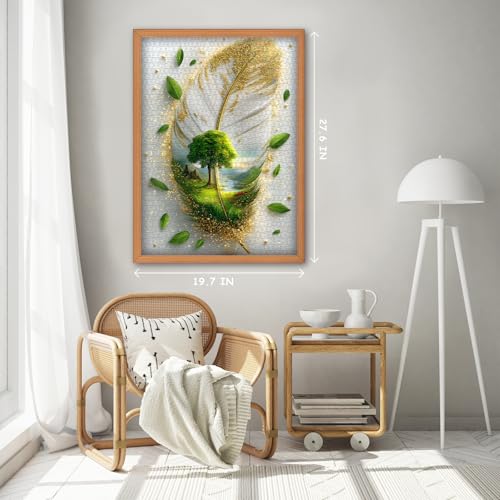 Puzzles Nature Art para adultos 1000 piezas, puzzle de pluma con arte de árbol y paisaje de río, desafiante para adultos miniatura 5