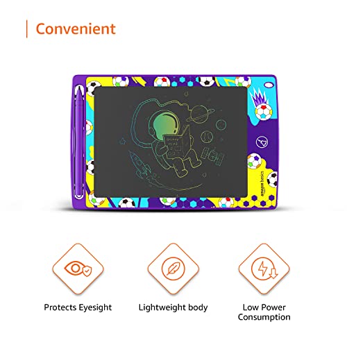 amazon basics Writing Tablet with 8.5-inch rainbow colour LCD screen and Stylus Pen for Kids & Adults (Purple)