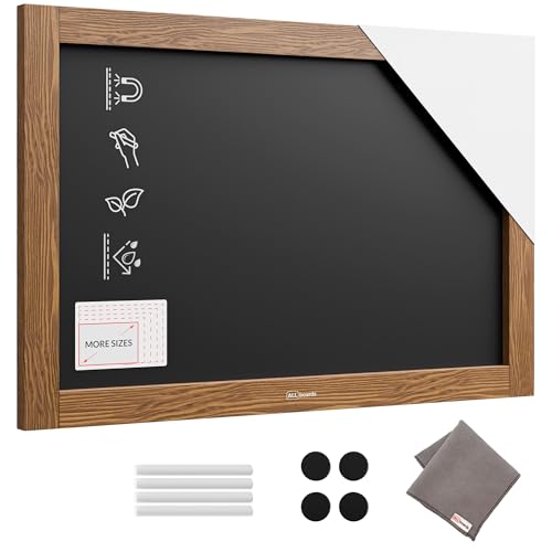 ALLboards Tableau à Craie Noir Magnétique avec Cadre en Bois Laqué 60x40cm, Tableau Noir