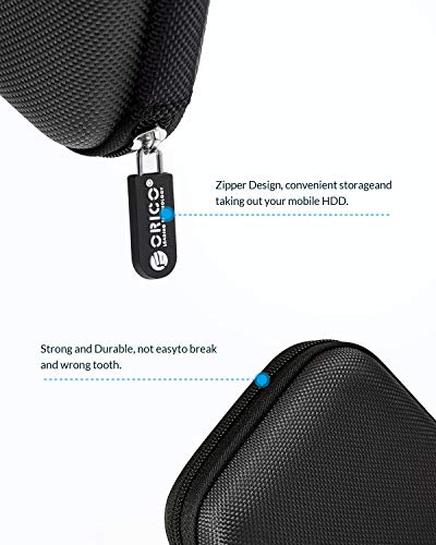 Image of ORICO Hard Drive Case 2.5 inch External Drive Storage Carrying Bag Waterproof Shockproof with Inner Size 5.5x3.5x1.0inch for Organizing HDD and Electronic Accessories, Black(PHD-25)