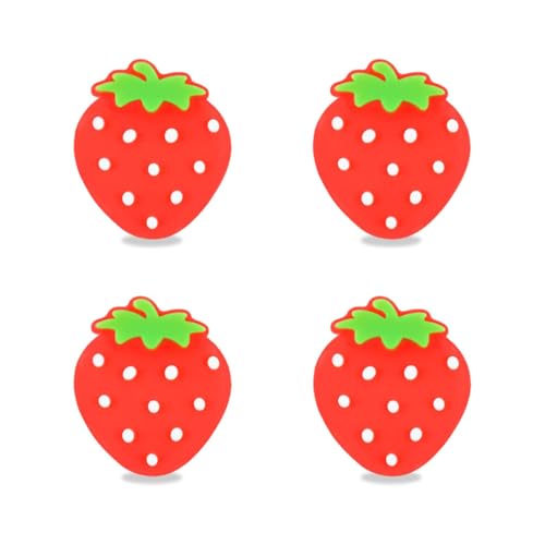 Cute Switch Joycon Thumb Grips Caps, Kawaii Strawberries Joystick Cover for Nintendo Switch/OLED/Lite, 4PCS Soft Silicone Joystick Caps (Red)