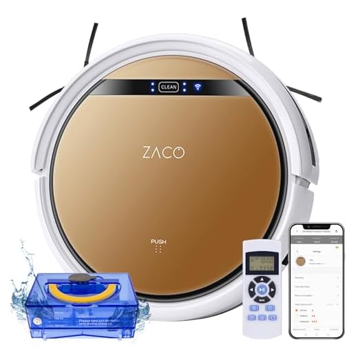 ZACO V5x Saugroboter mit Wischfunktion, App & Alexa Steuerung, 8,1cm flach, automatischer Roboter, 2in1 Wischen oder Staubsaugen, für Hartböden, Fallschutz, mit Ladestation, Mit Wlan, 22 W, 65 Dezibel