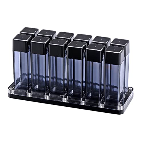 Image of Normcore Single Dose Coffee Bean Storage Containers - 12 Tubes Espresso Bean Cellars with Stand & Hopper - One-Way Exhaust Valve - Capacity 25-28g - Lt Smoke Grey