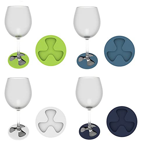 Wine Glass Party Markers, 4 Pack Colorful Silicone Stemware Coasters (New Wine Accessories, Kitchen Gadget 2021, Best Gifts for Her Birthday, Reusable Cocktail Charms) (Modern)