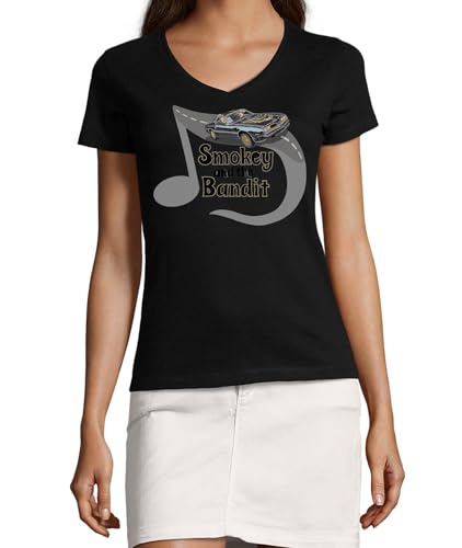 T-shirt col en V pour femme en coton noir élégant au style unique