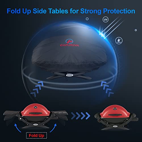 Image of Comnova Weber Q Series Grill Cover - Heavy Duty & Waterproof, 26.5 Inch BBQ Cover for Q1000, Q1200, Q1400