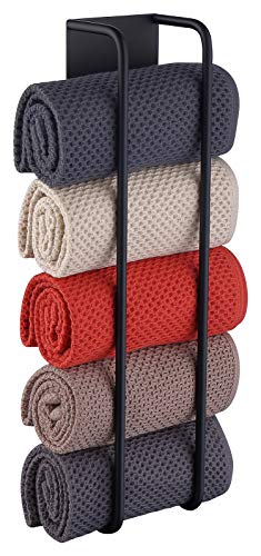 HomeHeng Gästehandtuchhalter Ohne Bohren Schwarz,Handtuchregal Selbstklebend Edelstahl SUS304 Handtuchaufbewahrer Korb Bad Handtuch Aufbewahrung 40cm,Y01-MB