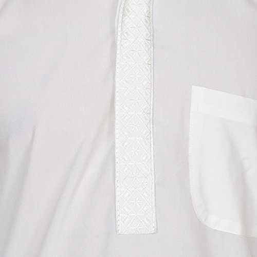 Kurta Pathani blanco ropa tradicional de hombre polialgodón bordado 44 4