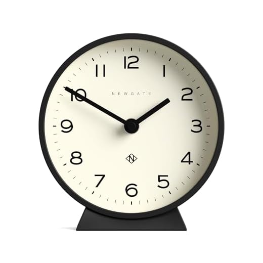 NEWGATE® M Mantel Silent Sweep Mantel Clock - 'No Tick' - A Modern Tabletop Clock - Small Clock - Living Room Clock - Office Clock - Desk Clock - Minimalist Dial (Black)