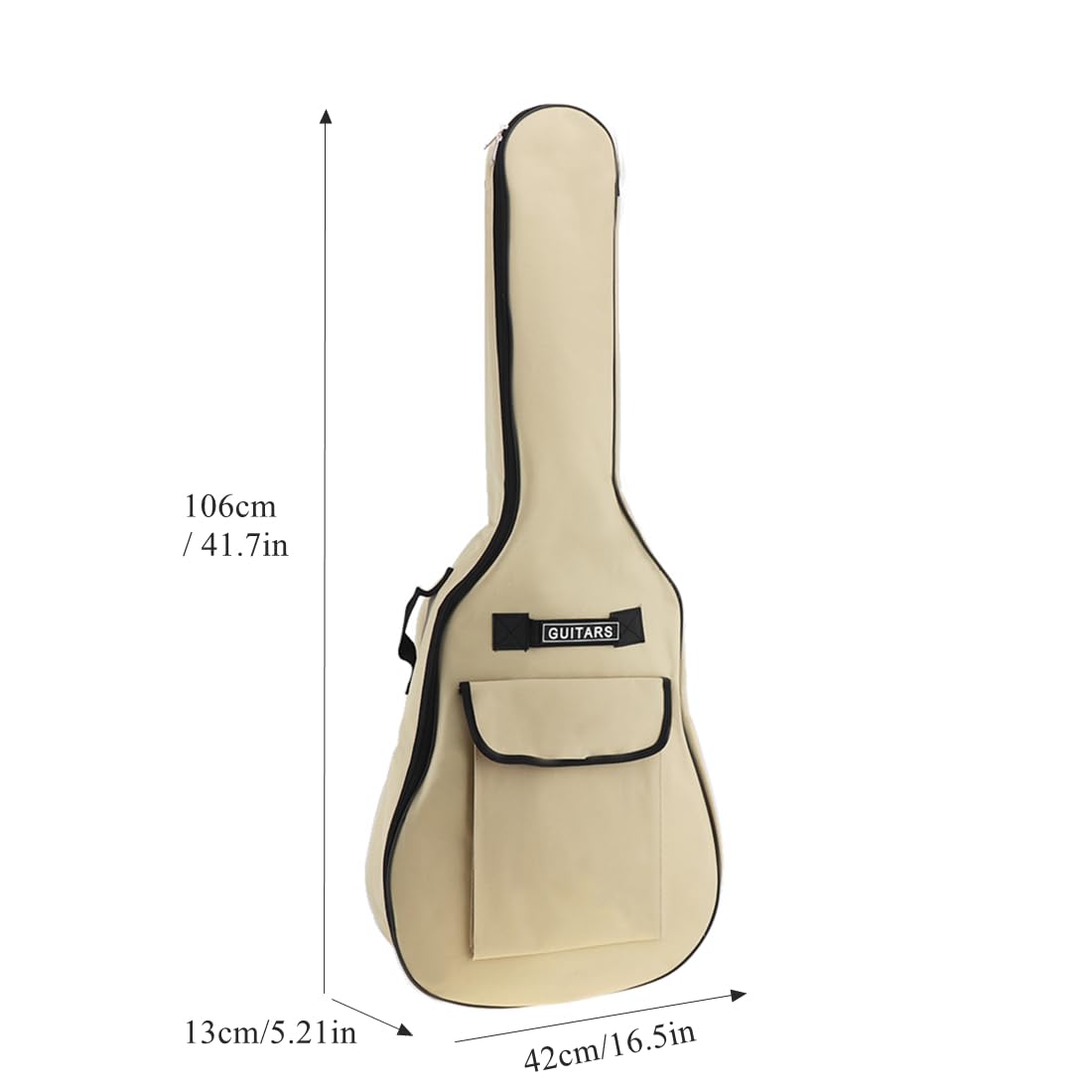 Housses pour Guitare Acoustique de 41 Pouces, Sac de Guitare Double bandoulière réglable Sac à Guitare Acoustique, étui de Concert à éponge éponge de 5 mm imperméable (Beige)