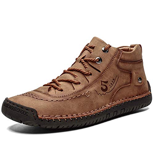 Yongjia mens leather casual lace up driving walking ankle boots s…