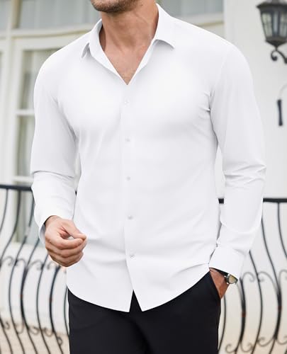 Men's Dress Shirts Slim Fit Dress Shirts for Men Long Sleeve Muscle Stretch Wrinkle Free Button Down Shirt4
