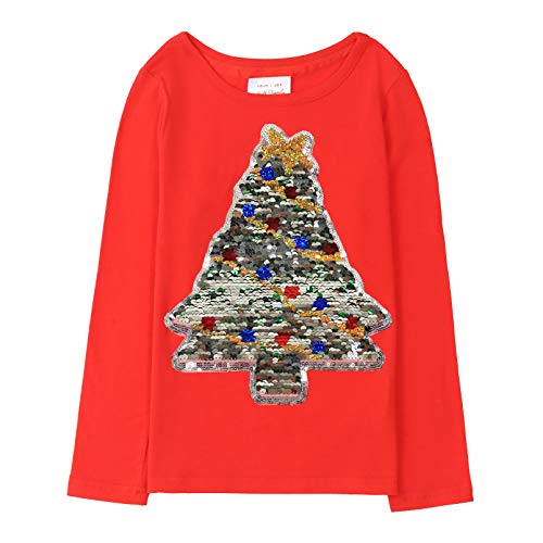 Image of Christmas Shirts for Girls and Boys Flip Sequin Santa Christmas Tree Kids T-Shirt Clothing