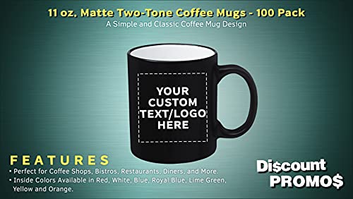 DISCOUNT-PROMOS-100-Matte-Two-Tone-Coffee-Mugs-Set-11-oz-Customizable-Text-Logo-Stoneware-Drinkware-Durable-C-handle-White