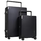 M&A Lakeside Wide Trolley Spinner Luggage with TSA-Lock, Black, 2 Piece Set