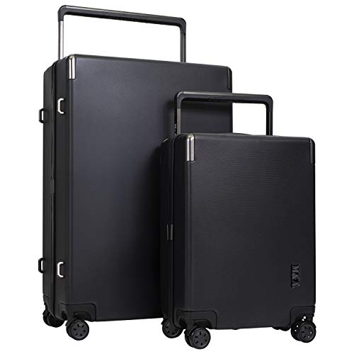 M&A Lakeside Wide Trolley Spinner Luggage with TSA-Lock, Black, 2 Piece Set