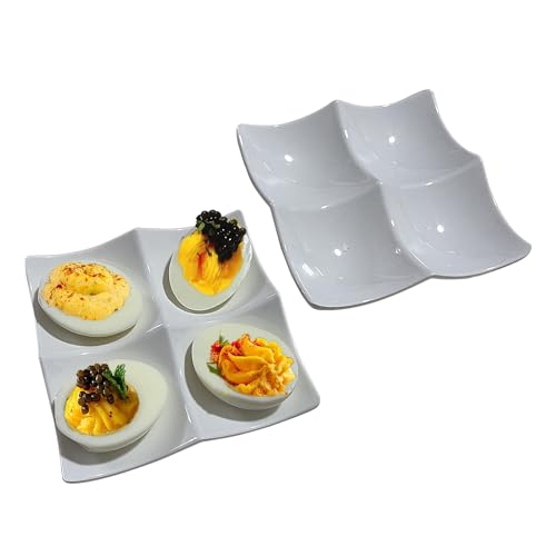 Jmckeweii DET0204 2 Pcs Deviled Egg Tray, Deviled Egg Platter, Melamine Egg Dish, Deviled Egg Plate cover