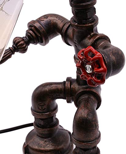 Frideko Vintage Table Lamp, Retro Industrial Iron Water Pipes Robot Steampunk Desktop Light for Bedside Desk steampunk buy now online