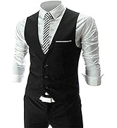 MAGE MALE Men's Slim Fit Suit Vests V-Neck Formal Business Sleeveless Dress Suit Separate Waistcoat