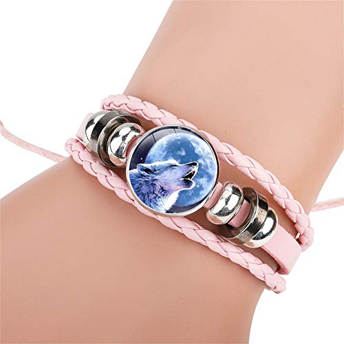Gookey Adjustable Wolf Braided Leather Bracelet - Cute Bangle Bracelets For Women, The Pretty Gifts For Women (Purple) #TOP5