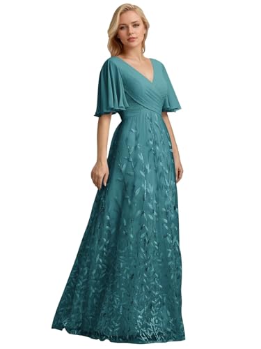 Leaf Lace Appliques Mother of The Bride Dresses for Women Formal Wedding Guest Floor Length Evening Gown