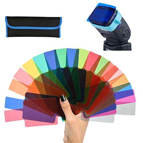 WOWOSS Filtro Iluminacin Gel Transparent para Cabezales de Flashes, Filtro de Correccin de Color para Estudio Fotogrfico (20 Colores)