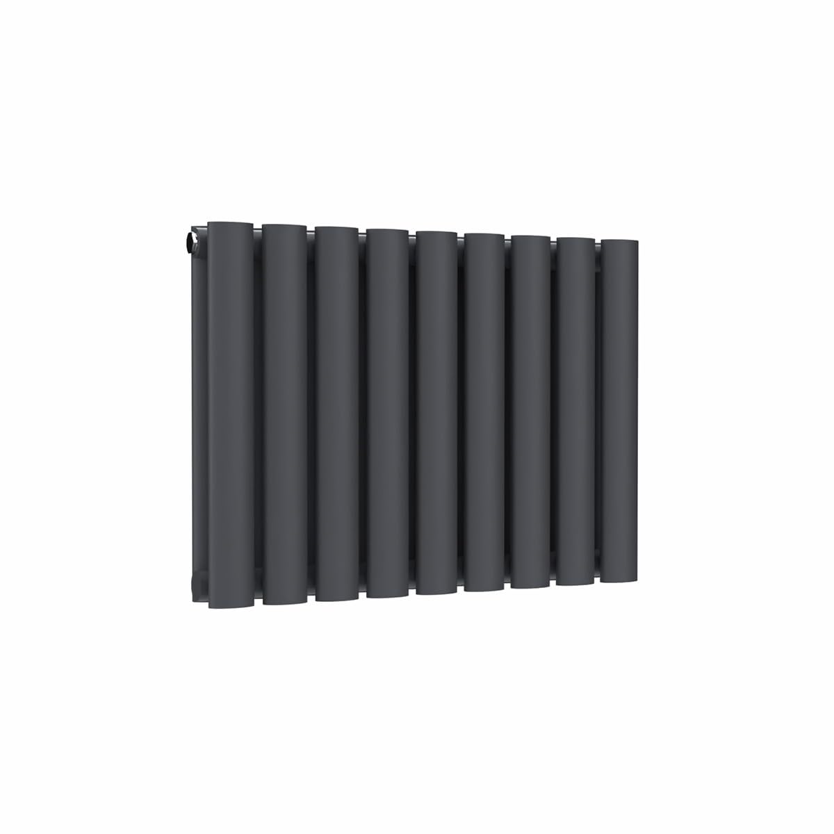 Lux Heat Anthracite Grey Oval Horizontal Double Panel Designer Radiator 400mm (H) x 540mm (W)