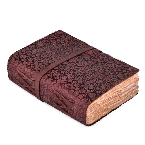 Carnet de notes en cuir fuchsia floral pour vos séances d'aquarelle et récits de voyage