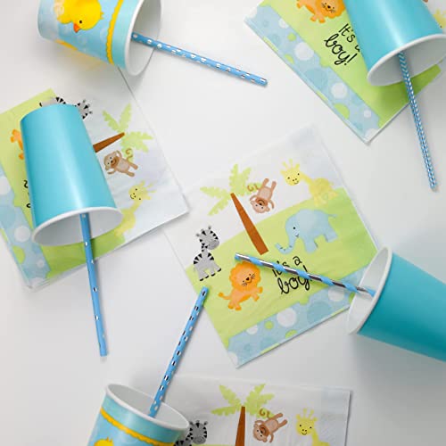 Pitillos desechables de papel azul y plateado 100 unidades miniatura 7