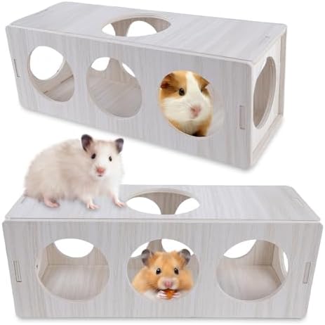 2 túneles para hámster, casa de madera para manualidades, juguete...