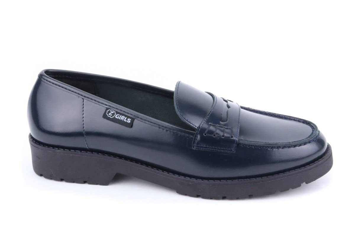 Mocasin Yale 400 Marino Zapato Castellano Adolescentes NIÑA Uniforme Escolar Impermeables