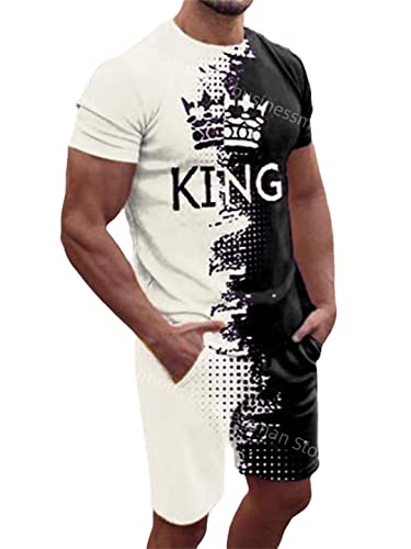 Ensemble survêtement homme short imprimé 3D relief t-shirt moderne taille S