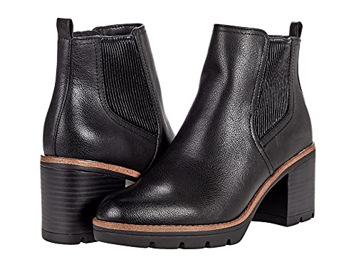 Naturalizer Womens Madalynn Gore Lug Sole Heeled Ankle Bootie Black Smooth 8 M