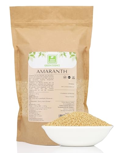 Amaranth 1kg Getrocknet Amaranthus Ganzes Korn Vollwertiges Getreide Statt Grütze und Reis Amaranthsamen 1000g von Green Essence Amaranth-Körner gesunder Ersatz für Getreide