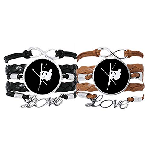 Pulsera de skate para parejas como regalo original de aniversario con cuero negro