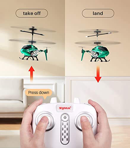 Remote Control Helicopter, SYMA S107H-E Aircraft Toy with Altitude Hold, One Key TakeOff/Landing, 3.5 Channel, High&Low Speed, LED Light, Fly Indoor for Kid Boy Beginner, 16min 2 Battery Green UPGRADE