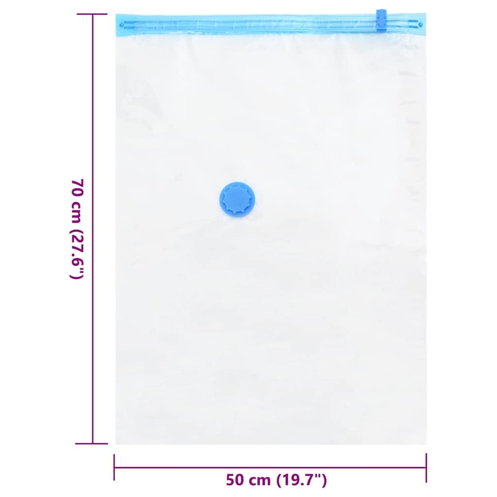Juego de 20 bolsas de vacío de 70 x 50 cm para ahorrar espacio para guardar ropa y ropa de cama, reutilizables, color azul transparente