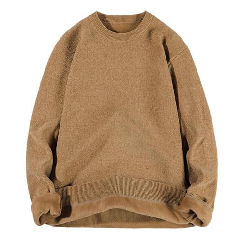 Men's Crewneck Sweater Fleece Liner Long Sleeve Knit Pullover Casual Comfy Stretch Warm Fall Winter Pullover Sweaters - Main Image