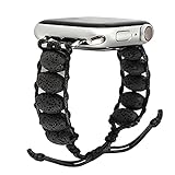 WOHAVING Lava Rock Bead Bracelet Compatible with Apple Watch Band 38mm 40mm,Adjustable Fancy Strap Braided Rope Natural Stone Yoga Beads Friendship Bracelets Jewelry Fashion Chain Wristband for Women Bracelet for iWatch Series 6 SE 5 4 3 2 1 Men Women (Black, 38mm/40mm)