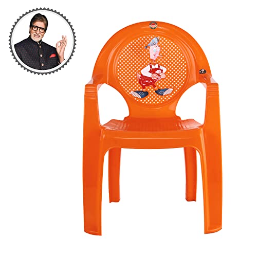 Image of Cello New Tulip Comfortable Kids Chair with Backrest for Study Chair|Play|Dining Room|Bedroom|Kids Room|Living Room|Indoor-Outdoor|Dust Free|100% Polypropylene Stackable Chairs, Orange