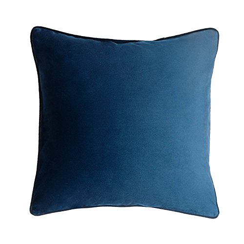 Black Velvet Studio Funda cojín Nuit 100% poliéster, Color Azul y Negro. Terciopelo Liso, Un básico Ideal 45x45 cm Cover