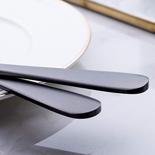 Matte Black Dinner Knife, GoGeiLi Stainless Steel Satin Finish 9.4-inch Dinner Table Knife Set, Service for 6, Dishwasher Safe
