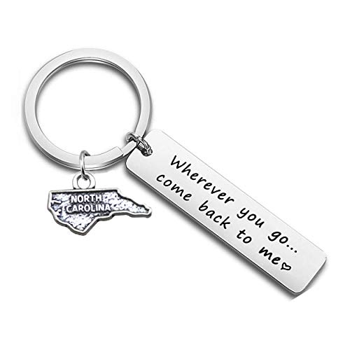 Wherever You Go Come Back to Me US Map Pendant Keychain Long Distance Gift between Lovers