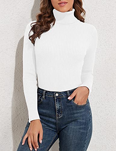 Image of PrettyGuide Women's Ribbed Turtleneck Long Sleeve Sweater Tops
