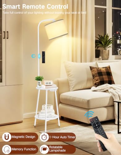 Lámpara de pie LED regulable con mesa auxiliar USB para salón 5
