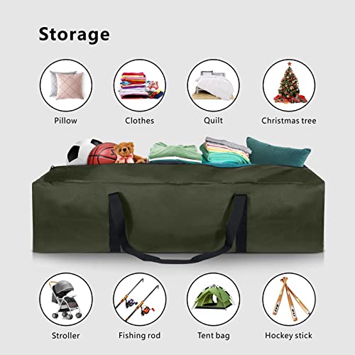 Topdesign 1-Pack 46 Inch Extra Large Zippered Duffel Bag For Travel Camping Sports Equipment Storage, Waterproof Foldable Luggage Bag With Padded Handles (Green) #TOP3