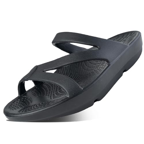 HUHV Z Strap Unisex Recovery Comfort Slide Sandals - Black, Men's 7/ Women's 9 M by HUHV - Used condition - US$36.05